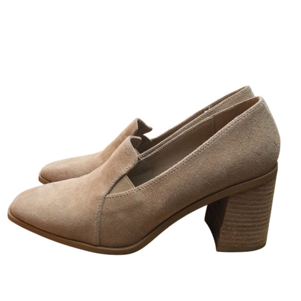 Joie Womens Wevenly Loafers Suede Almond Toe Chunky Block Heel Dress Shoes 9M